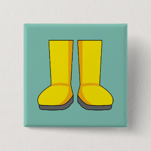Yellow Rubber Rain Boots 15 Cm Square Badge