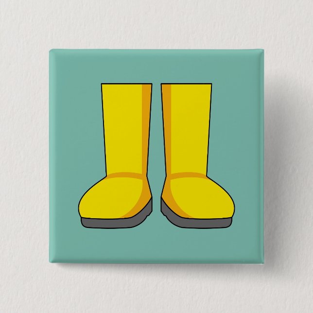 Yellow Rubber Rain Boots 15 Cm Square Badge (Front)