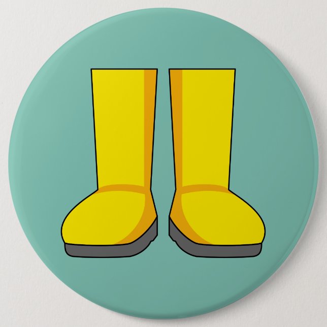 Yellow Rubber Rain Boots 6 Cm Round Badge (Front)
