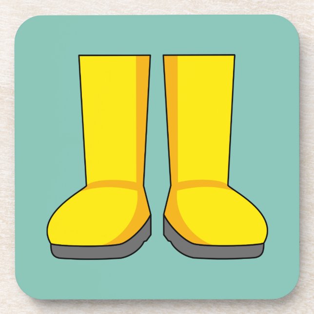 Yellow Rubber Rain Boots Coaster (Front)