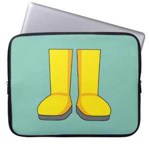 Yellow Rubber Rain Boots Laptop Sleeve