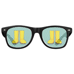 Yellow Rubber Rain Boots Retro Sunglasses