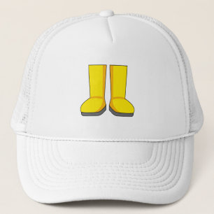 Yellow Rubber Rain Boots Trucker Hat