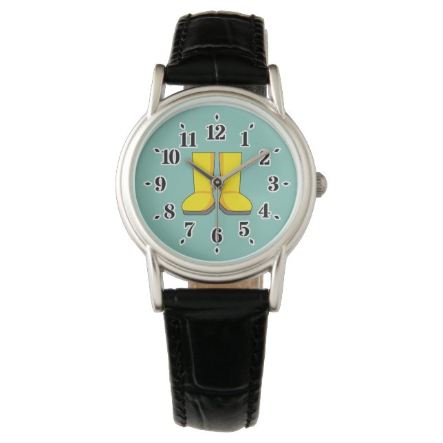 Yellow Rubber Rain Boots Watch (Front)
