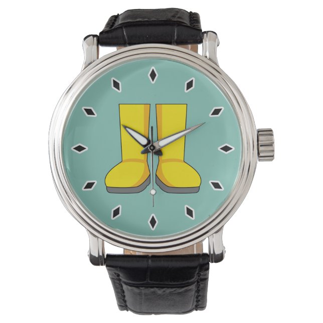 Yellow Rubber Rain Boots Watch (Front)