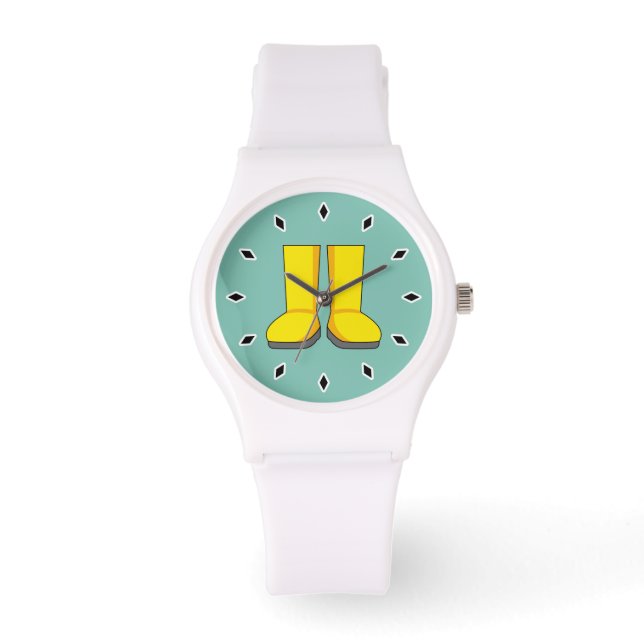 Yellow Rubber Rain Boots Watch (Front)