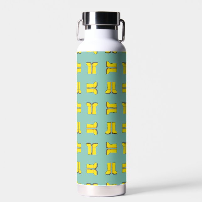 Yellow Rubber Rain Boots Water Bottle (Front)