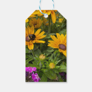 Yellow Rudbeckia Flowers Pink Phlox and Bee Gift Tags