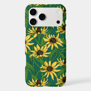 Yellow Rudbekia on dark green