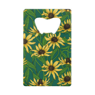 Yellow Rudbekia on dark green