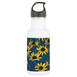 Yellow Rudbekia on navy 532 Ml Water Bottle