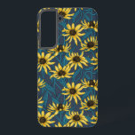 Yellow Rudbekia on navy Samsung Galaxy Case<br><div class="desc">Hand-painted cvector pattern with yellow rudbekia flowers</div>