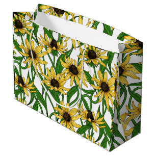 Yellow Rudbekia on white Large Gift Bag