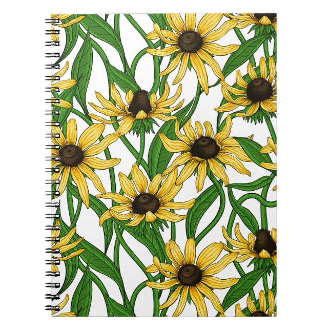 Yellow Rudbekia on white Notebook (Front)