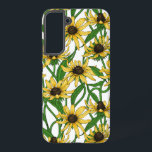 Yellow Rudbekia on white Samsung Galaxy Case<br><div class="desc">Hand-painted cvector pattern with yellow rudbekia flowers</div>