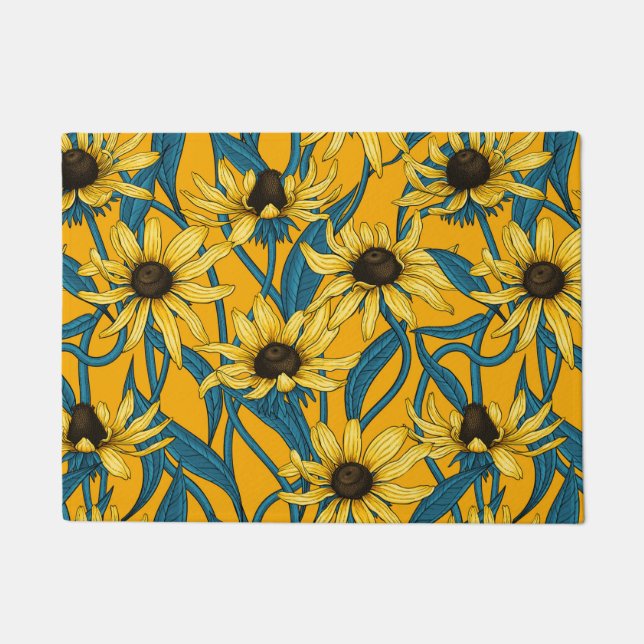 Yellow Rudbekia on yellow Doormat (Front)