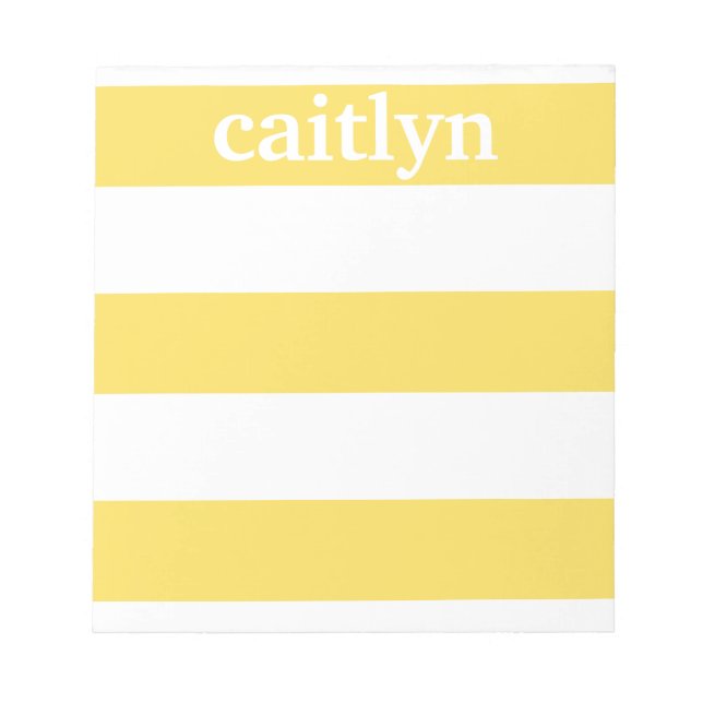 Yellow Rugby Stripes Personalised Notepad (Front)
