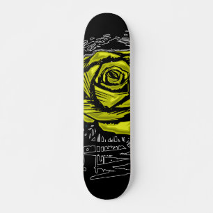 Yellow Rugged Rose Graffiti Art • Urban Street Skateboard