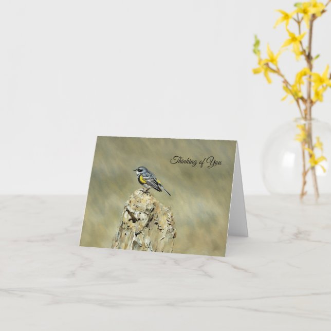 Yellow-Rumped Warbler - Thinking of You Card (Yellow Flower)