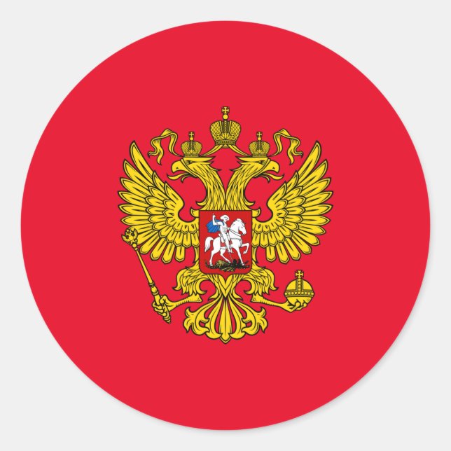 Yellow Russian Imperial Double Headed Eagle Emblem Classic Round Sticker (Front)