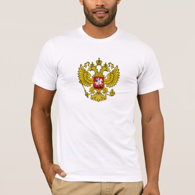 Yellow Russian Imperial Double Headed Eagle Emblem T-Shirt (Front)