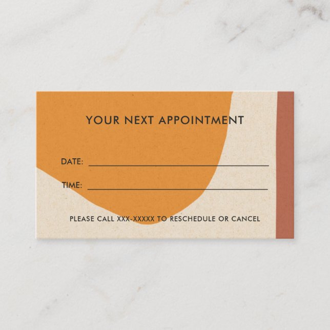 YELLOW RUST MODERN KRAFT ABSTRACT ART APPOINTMENT BUSINESS CARD (Front)