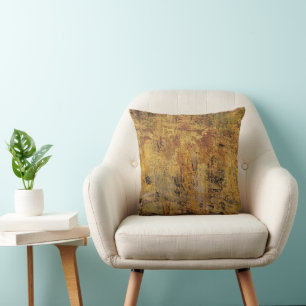 Yellow Rust Texture, A Gel Print Abstract Cushion