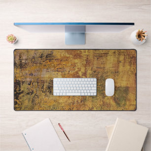 Yellow Rust Texture, A Gel Print Abstract Desk Mat