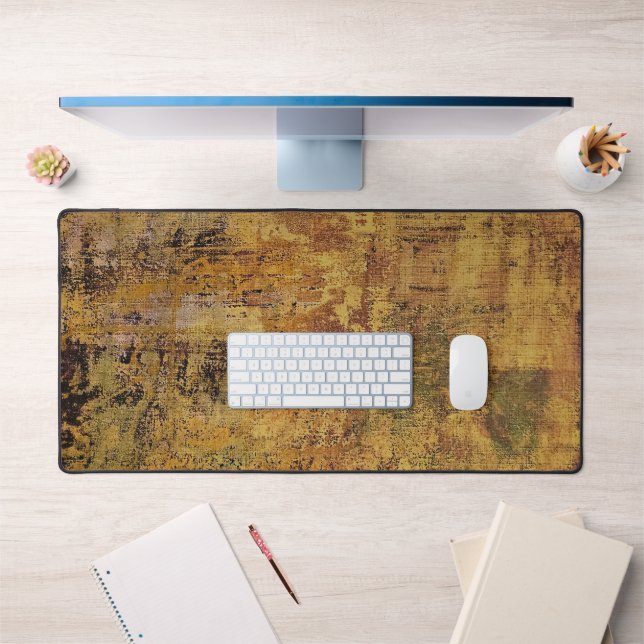 Yellow Rust Texture, A Gel Print Abstract Desk Mat (Office 1)