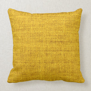 Yellow Rustic Burlap Linen Cushion