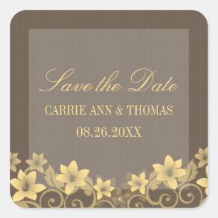 Yellow Rustic Floral Save the Date Stickers