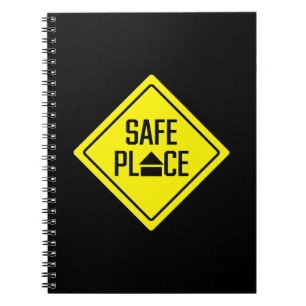 Yellow Safe Place Sign for Youth   Spiral Notebook
