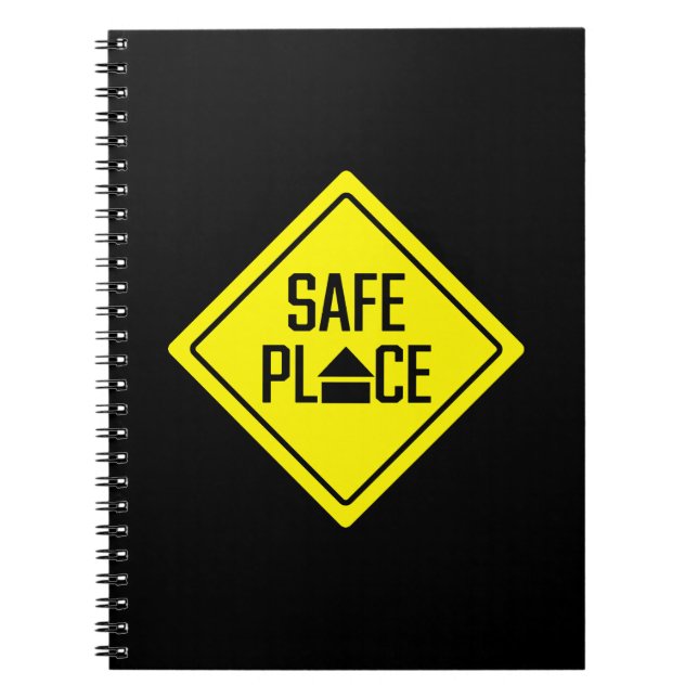 Yellow Safe Place Sign for Youth | Spiral Notebook (Front)