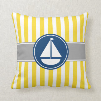 Yellow Sailboat Stripes Cushion