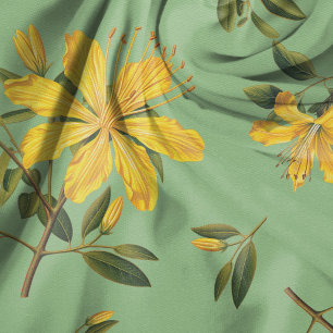Yellow Saint John Wort Flowers Pattern Fabric