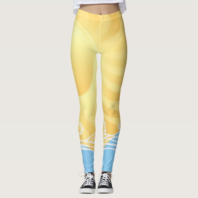Yellow Sand And Ocean Leggings (Front)