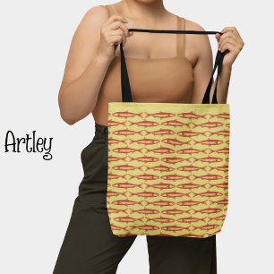 Yellow Sardine Art Pattern Fish Drawings  Tote Bag