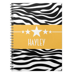 Yellow Sassy Star Zebra Notebook