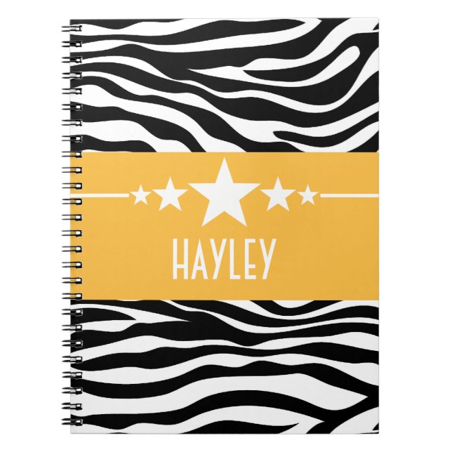 Yellow Sassy Star Zebra Notebook (Front)