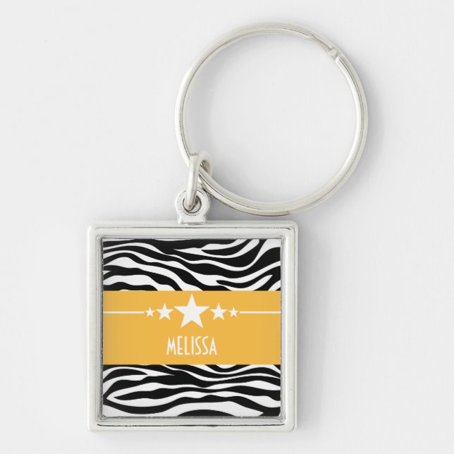 Yellow Sassy Star Zebra Premium Keychain (Front)
