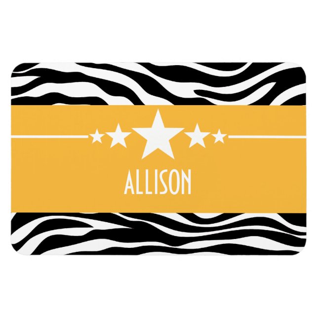 Yellow Sassy Star Zebra Premium Magnet (Horizontal)