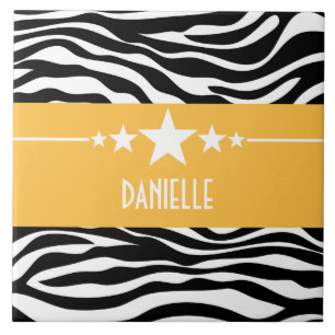 Yellow Sassy Star Zebra Tile