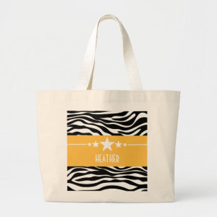 Yellow Sassy Star Zebra Tote Bag