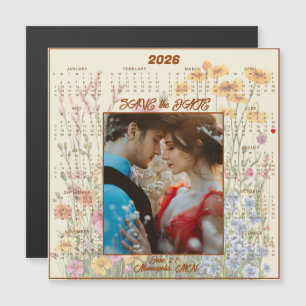 Yellow Save the Date Engaged Couple Magnetic