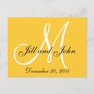 Yellow Save the Date Monogram Postcards