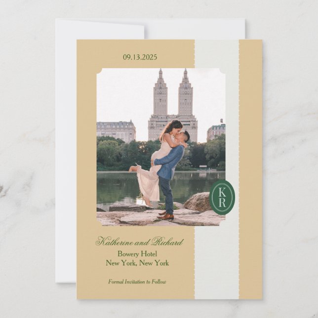 Yellow Scalloped Edge Save The Date Invitation (Back)