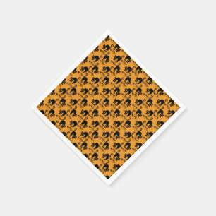 Yellow scared cat pattern napkin