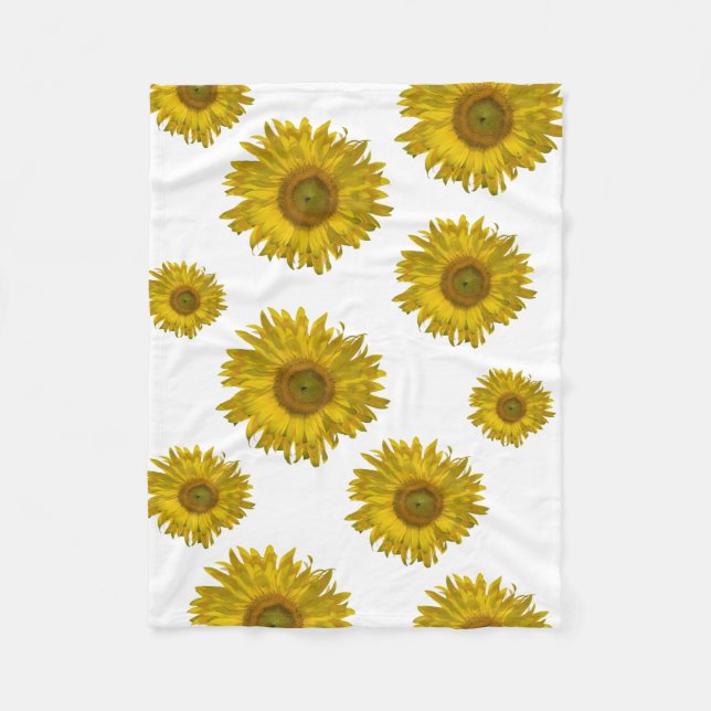 Yellow Scattered Sunflowers Fleece Blanket (Front)