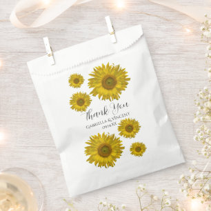 Yellow Scattered Sunflowers Wedding Thank You Favour Bag