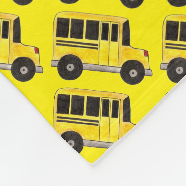 Yellow School Bus Buses Driver Teacher Education Fleece Blanket (Corner)